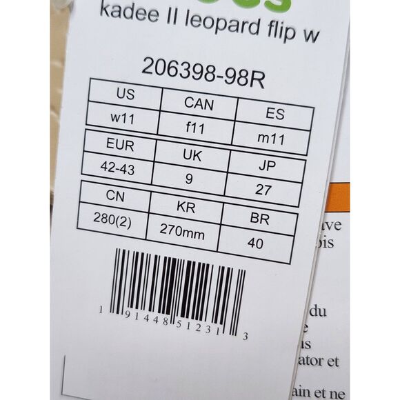 Crocs Kadee II Leopard Flip Flops – Women’s Size 11 – Lightweight Sandals - Picture 2 of 7